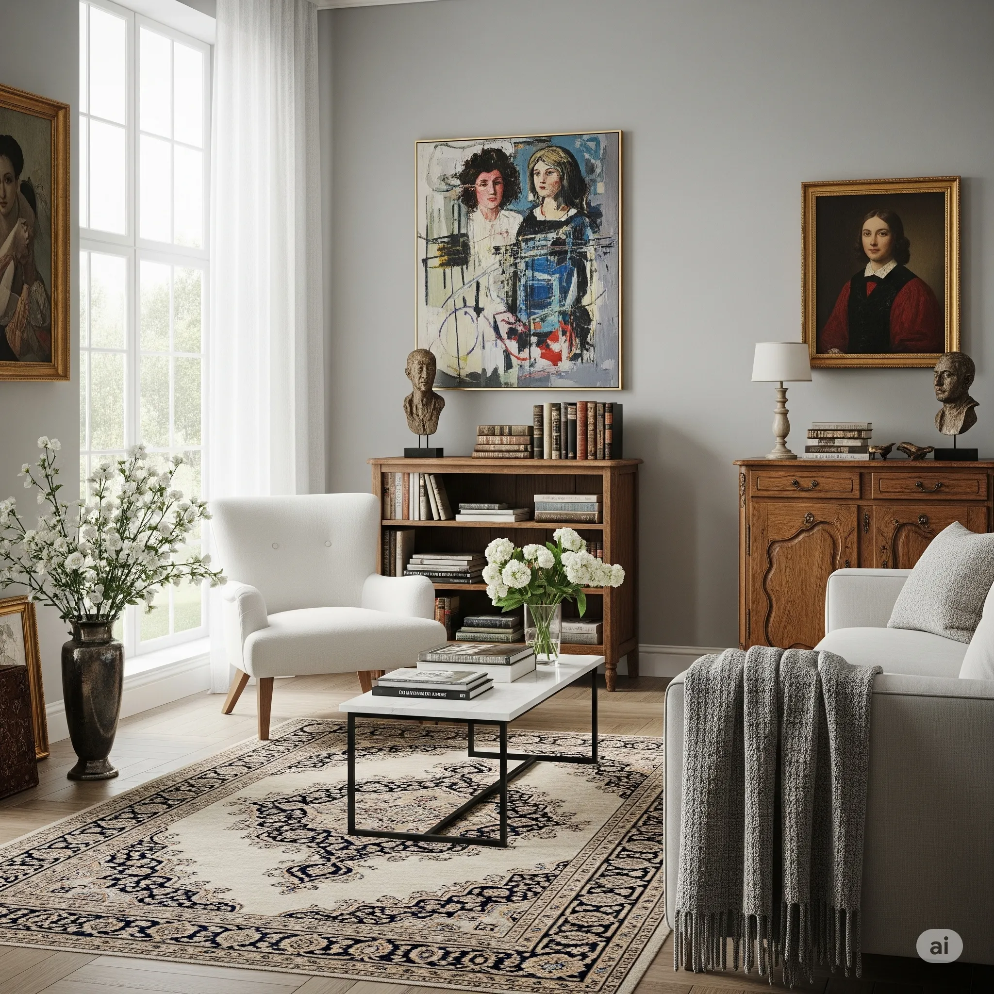 Timeless Harmony Bridging Eras by Blending Traditional and Modern Art in Your Home
